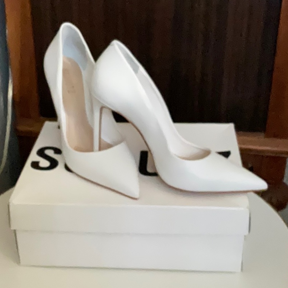 SCHULTZ Lou White Leather Heels Size 8 - Picture 1 of 9